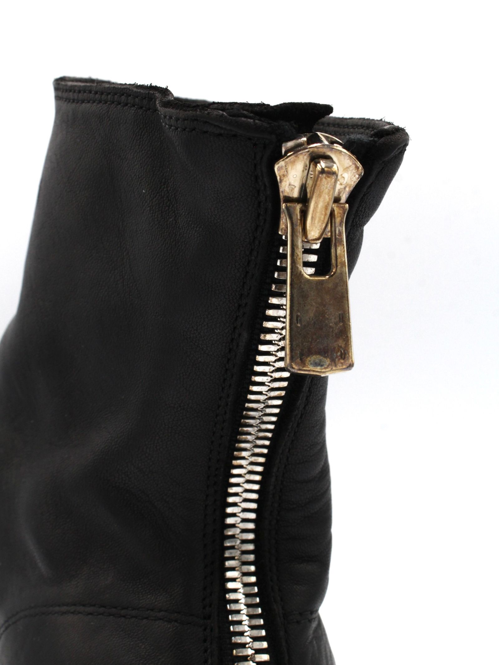 【NB06V】馬革 ホースレザー フルグレイン 表革 バックジップ ブーツ / HORSE FULL GRAIN  BACK ZIP BOOT / ブラック
