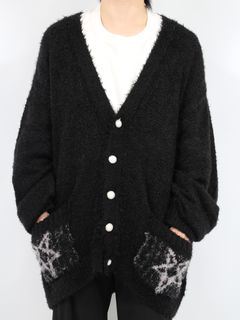 【24AW】シャギー ニット ペンタグラム カーディガン / SHAGGY KNIT CARDIGAN 'PENTAGRAM / ブラック