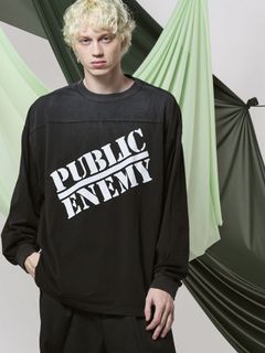 パブリック エネミー オーバーサイズ ロングスリーブ Tシャツ / PUBLIC ENEMY PRIME-OVER L/S T-SHIRT #1 / ブラック
