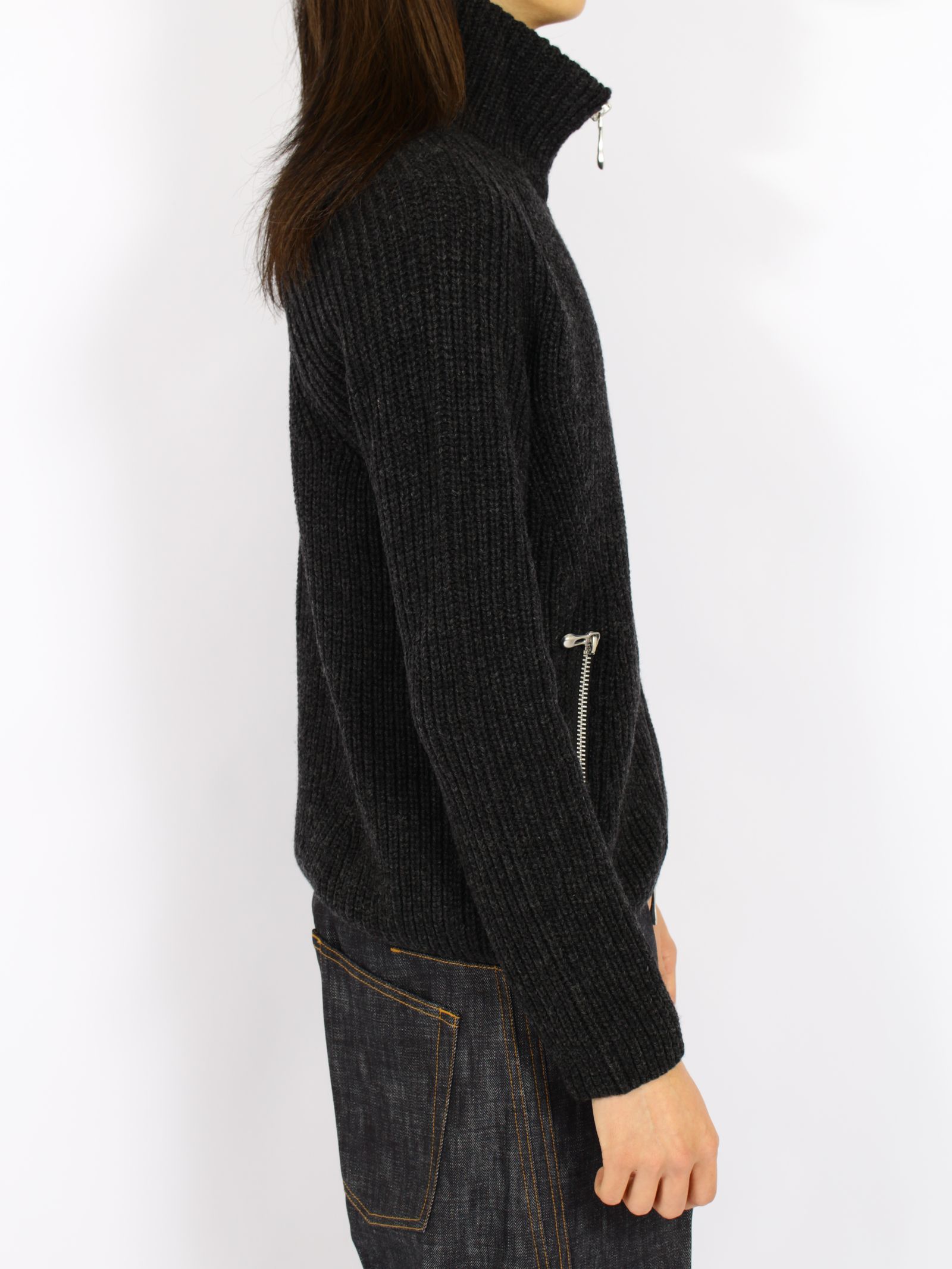 【26AW】ドライバーズ ジップ アップ セーター ニット セーター / DRIVERS ZIP UP SWEATER / BLACK MELANGE(ブラック)