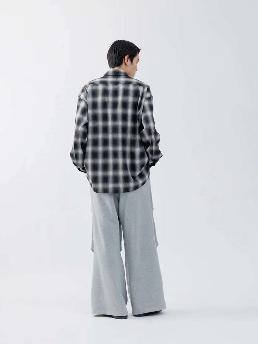 【26AW】ウォッシャブル ウール チェック シャツ / WASHABLE WOOL OMBRE CHECK SHIRTS .16 / GRAN BLACK(ブラック)