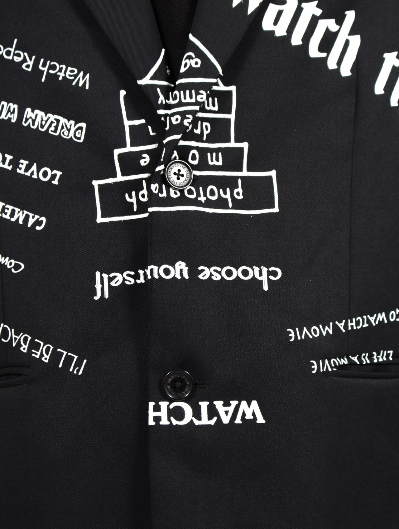【25AW】"タトゥー" プリント テーラード ジャケット / "TATTOO" PRINTED TAILORED JACKET / ブラック