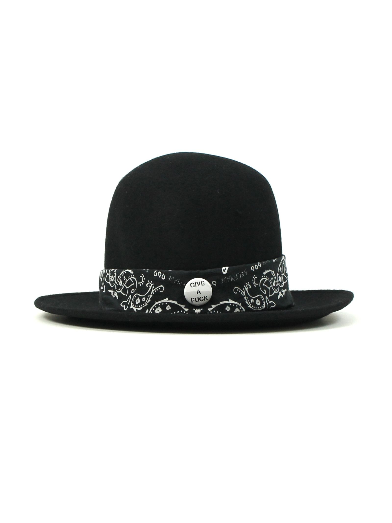 バンダナ&バッジ ハット / BLACK HAT WITH EMBROIDERY / ブラック