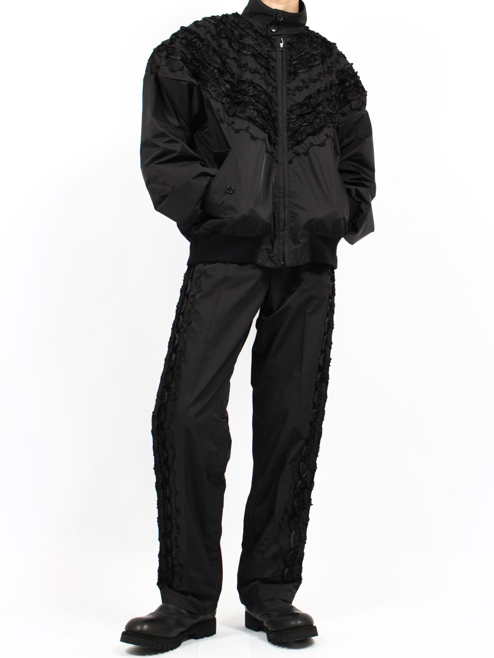 【25SS】シャーリング ドックイヤー ジャケット / SHIRRING DOG-EAR JACKET / ブラック