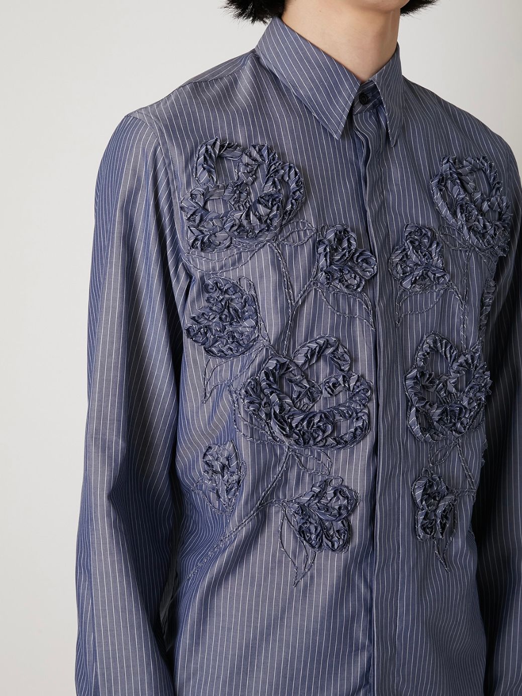 theSakaki ザ サカキ ノーカラーシャツ　ネイビー the Sakaki No-Collar L/S Shirts White - Laid back(レイド
