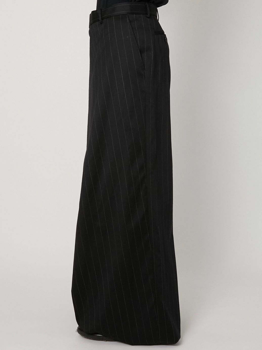 【26SS】ストライプ ラップ パンツ / WRAP PANTS / ブラック