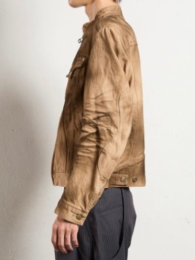 【25SS】デニム モーターサイクル ジャケット / DENIM MOTORCYCLE JACKET / CRAZY DIRTY WASHED TAN(ブラウン)