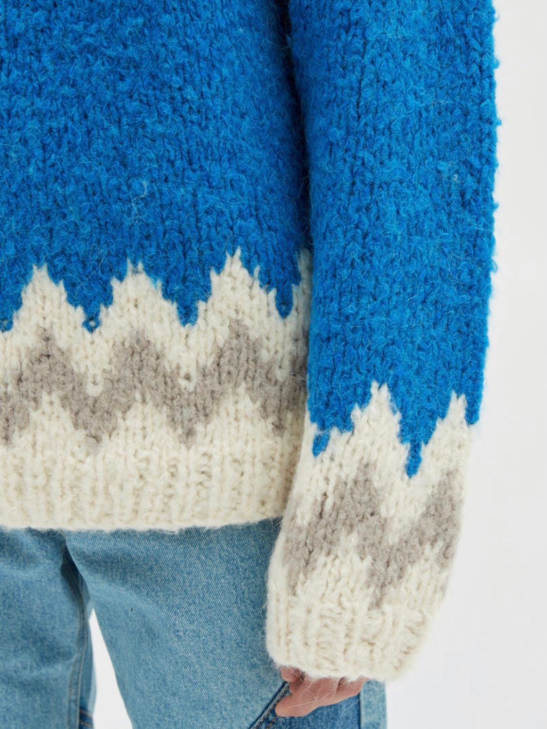 【21AW】UNISEX HANDMADE NORDIC CREW-NECK SWEATER / ブルー