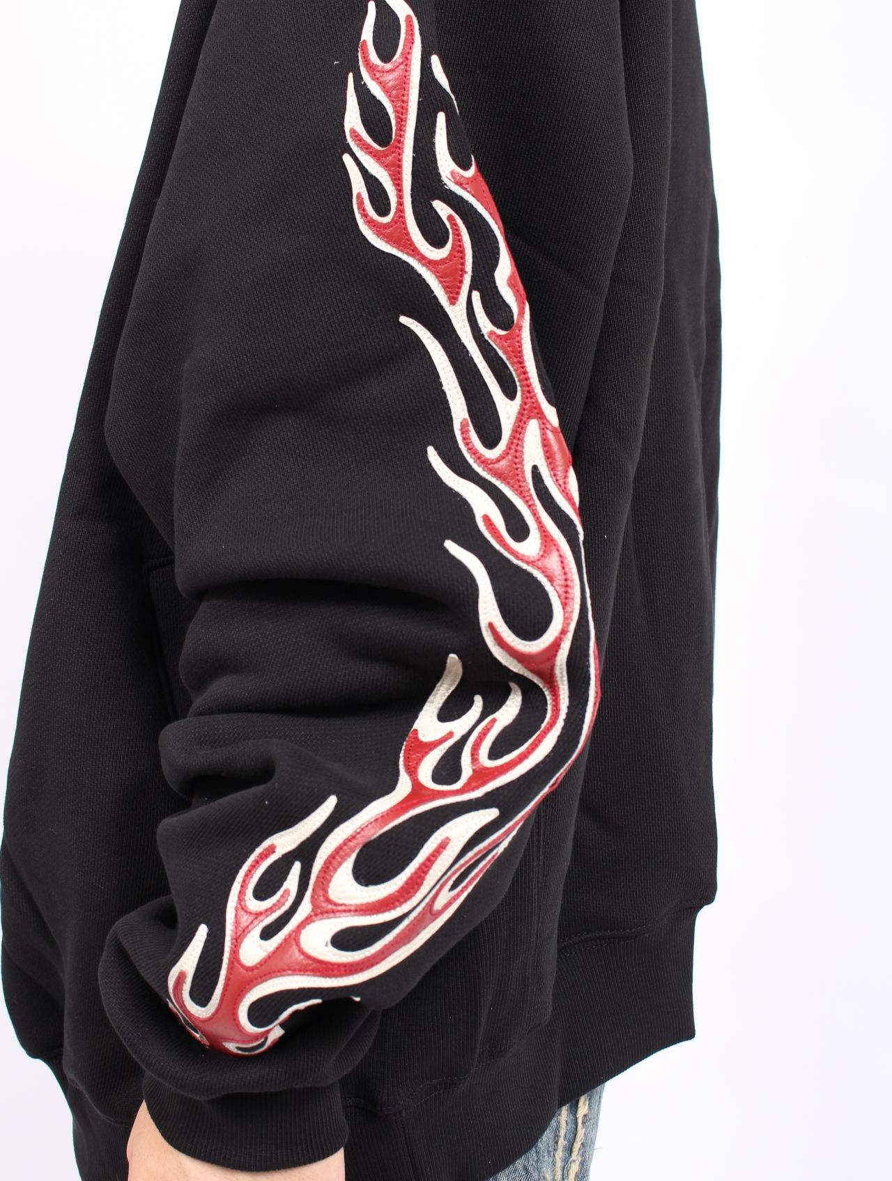 【25AW】レザー フレーム パーカー / LEATHR FLAME HOODIE / ブラック