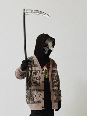 バンダナ柄 カーディガン / BANDANA CARDIGAN / グレー
