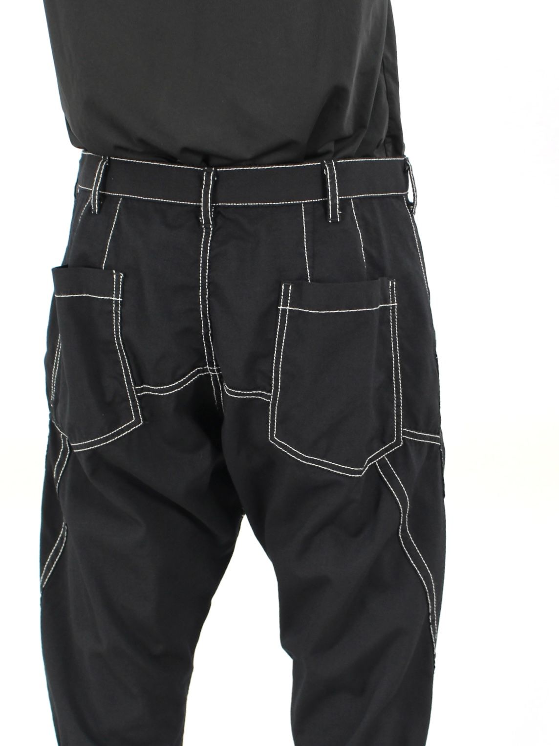 チェーンステッチパッチワーク パンツ / Chain stitch patchwork pants / ブラック - S - ブラック