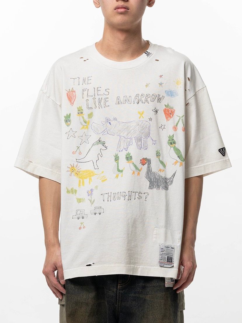 【26SS】キッズ ドゥードゥル Tシャツ  半袖 カットソー / KIDS DOODLE TEE / ホワイト