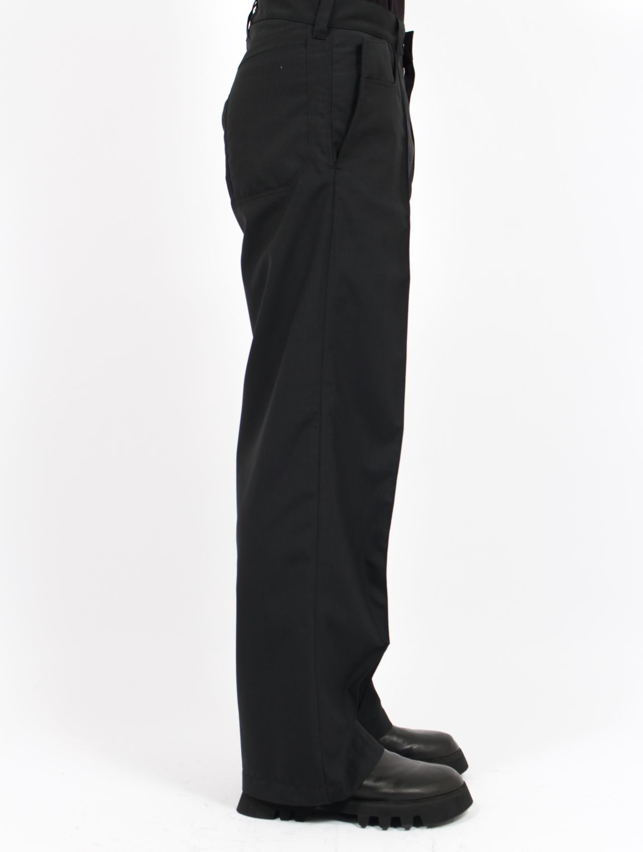 【26SS】ウール ストレート トラウザーズ スラックス / YTRS / ブラック