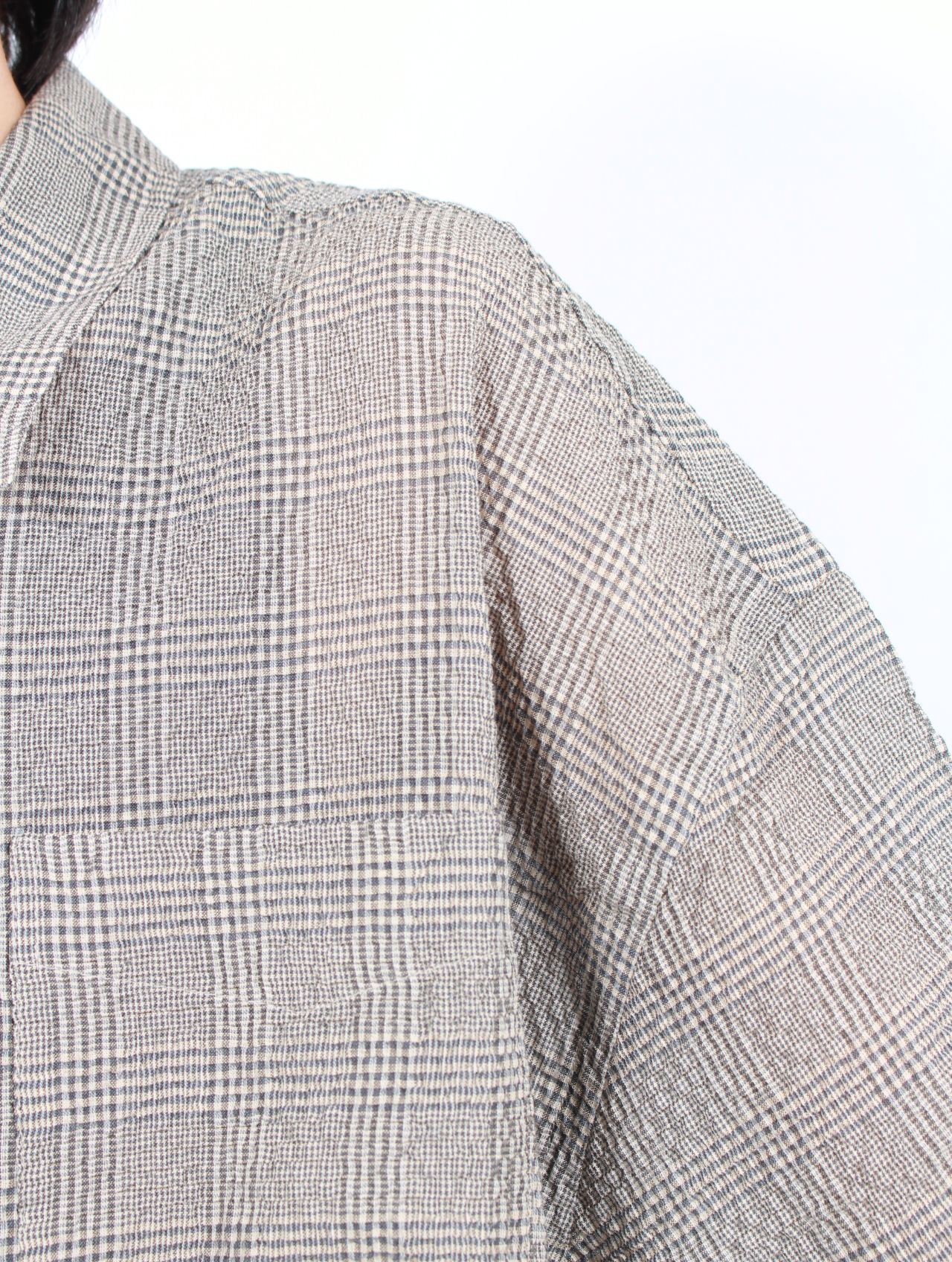 【25AW】ルーム シャツ 長袖 チェック / ROOM SHIRT / CRINKLED GREY CHECK(グレーチェック)