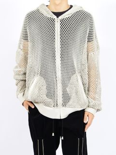 【26AW】コットン メッシュ フル ジップ フーディー 長袖 パーカー / COTTON MESH FULL ZIP HOODIE / IVORY(ベージュ)