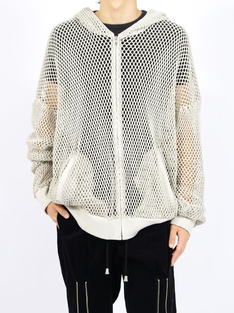 【26AW】コットン メッシュ フル ジップ フーディー 長袖 パーカー / COTTON MESH FULL ZIP HOODIE / IVORY(ベージュ)