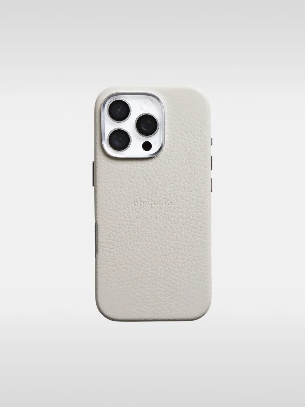 objects.io iPhone15Proケース+ウォレット　ホワイトベージュ レザー製iPhoneショルダーストラップ ホワイトベージュ｜首掛け