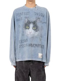 【25SS】ブリーチド ロングスリーブ Tシャツ / BLEACHED LS TEE / ブルー