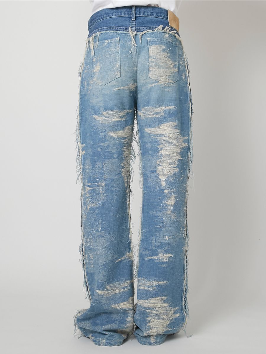 【27SS】デザイン フレア パンツ ジャガードデニム / DESIGN FLARE PANTS / INDIGO BLEACH (インディゴ ブリーチ)