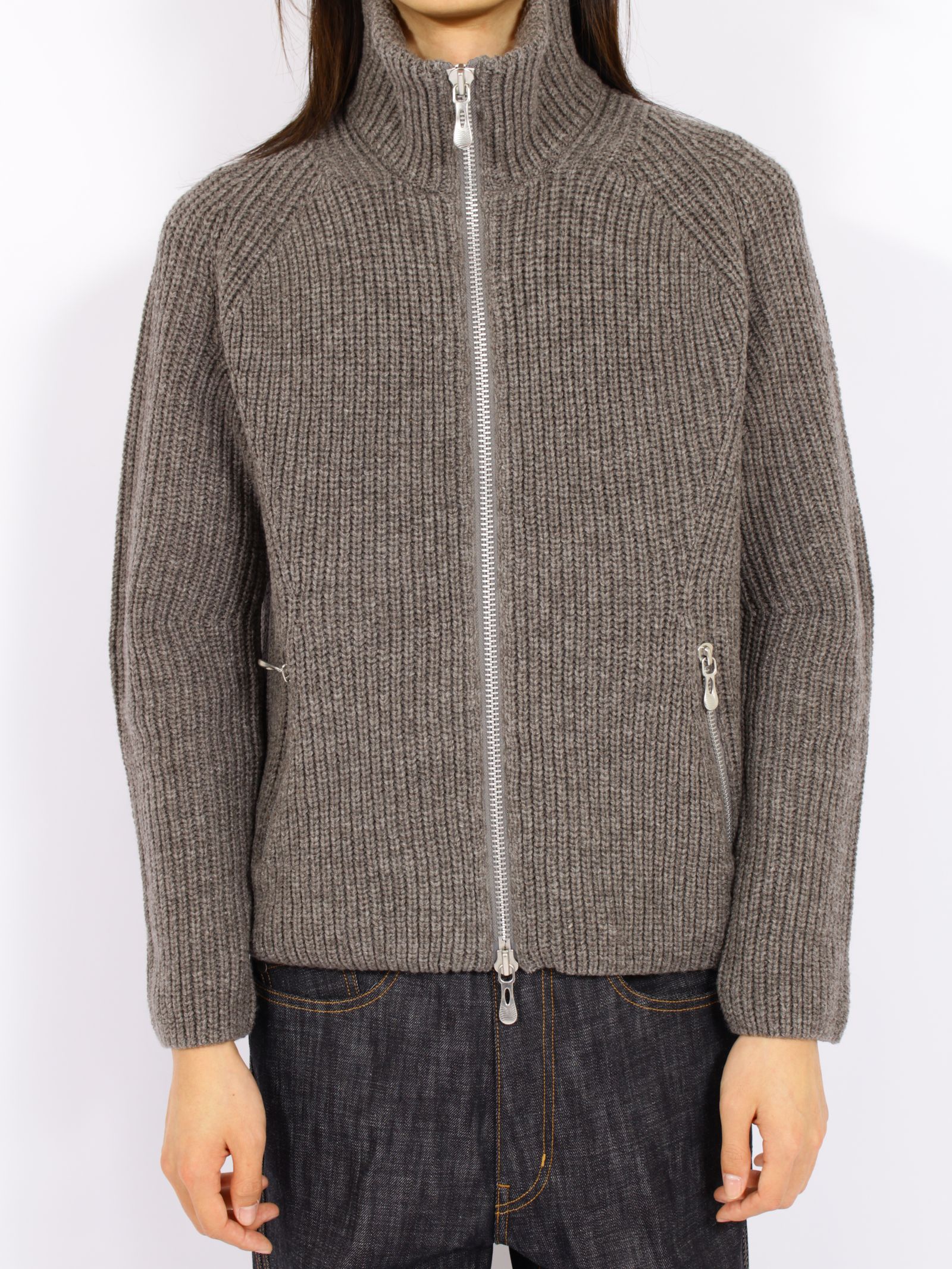 【26AW】ドライバーズ ジップ アップ セーター ニット セーター / DRIVERS ZIP UP SWEATER / TAUPE MELANGE(ブラウン)