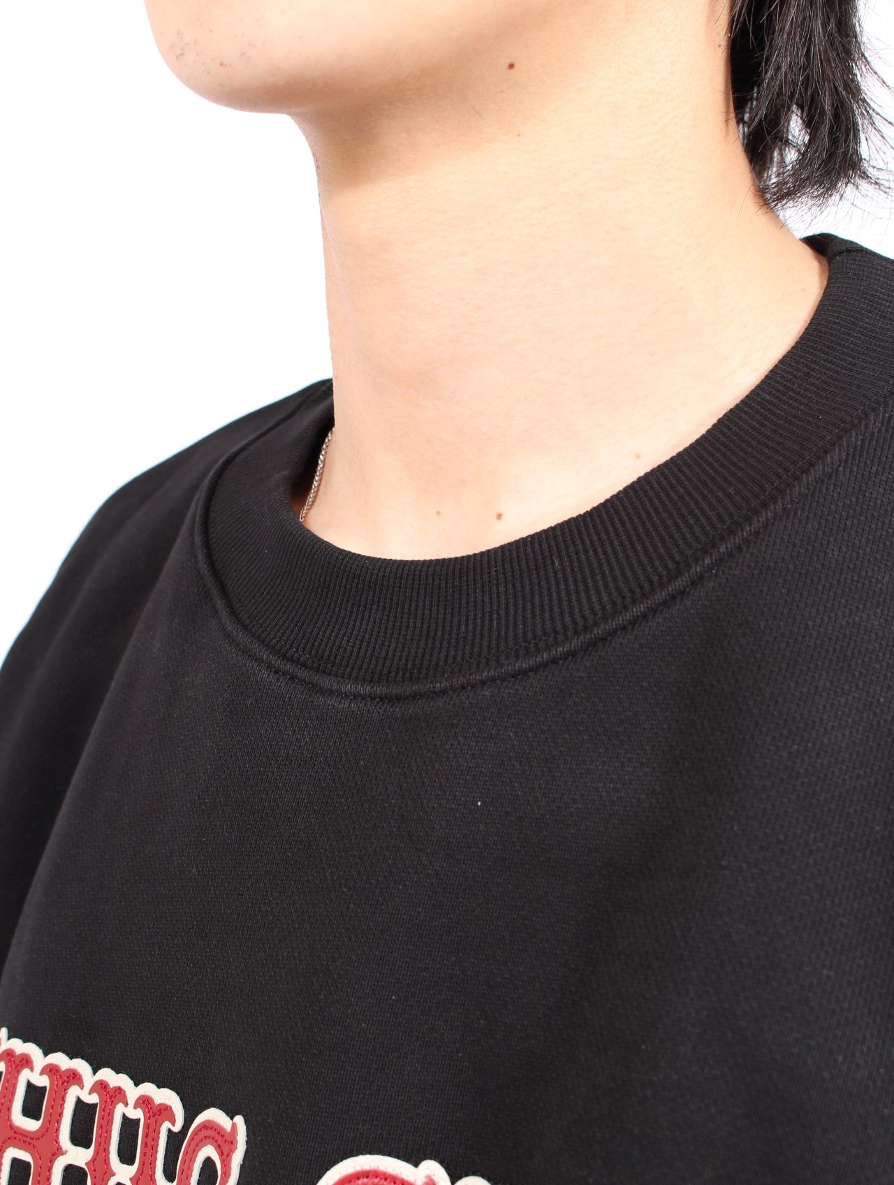 【25AW】レザー フレーム スウェットシャツ / LEATHER FLAME SWEATSHIRT / ブラック
