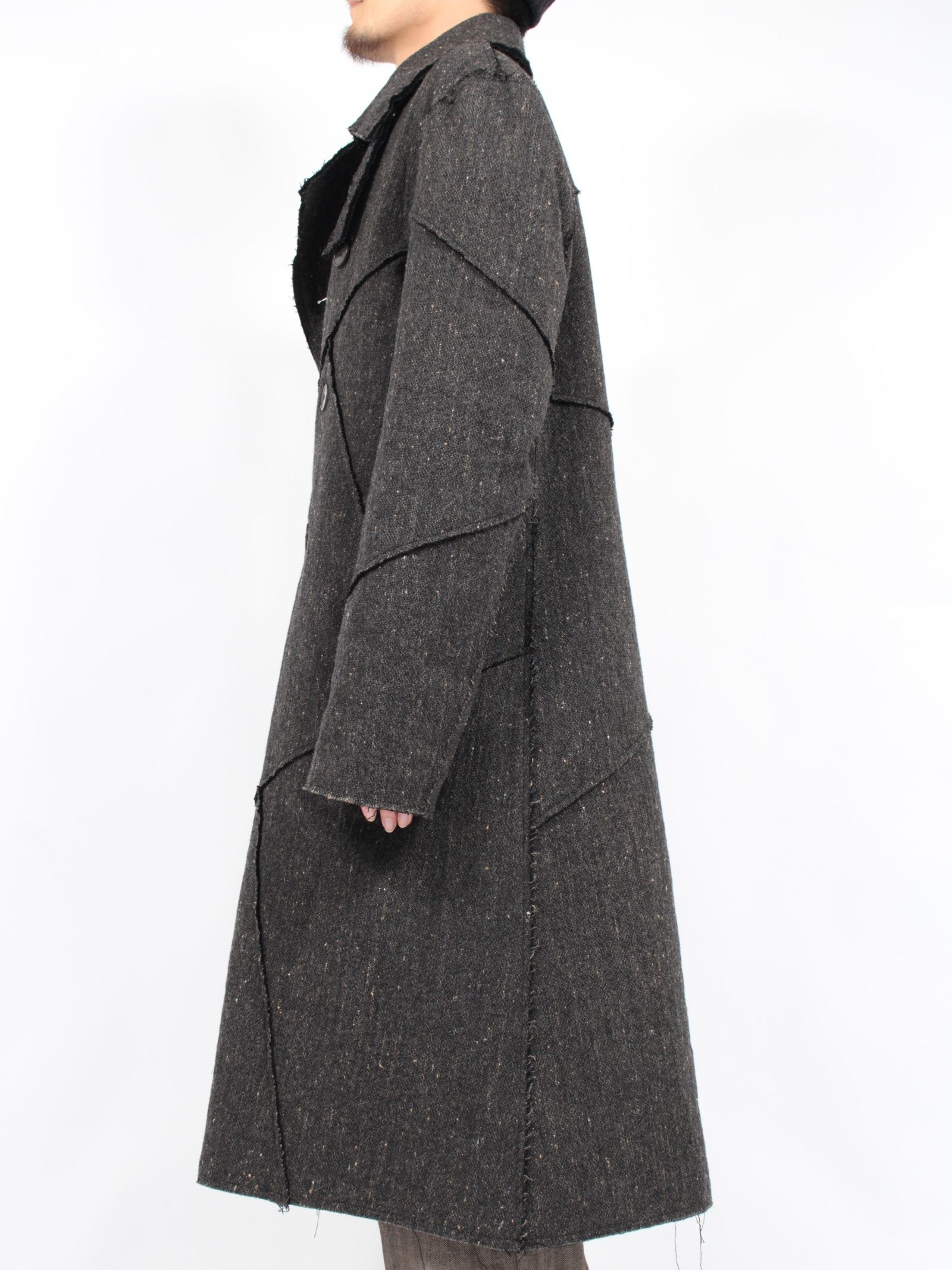【24AW】サンピエトリー二 パッチド ダブル ブレステッド コート / SANPIETRINI PACHED DOUBLE BREASTED COAT / ダークグレー