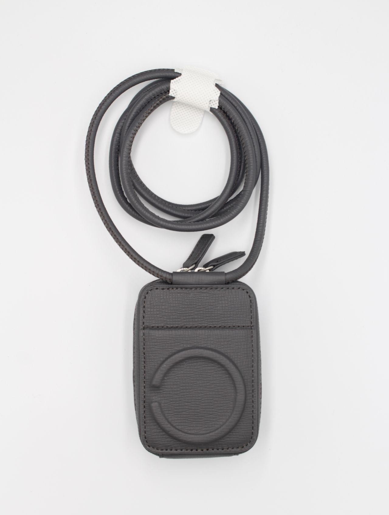 レザーストラップ付アイフォンアクセサリー マイクロバッグ / STRAPPED ACCESSORY MICROBAG / グレー