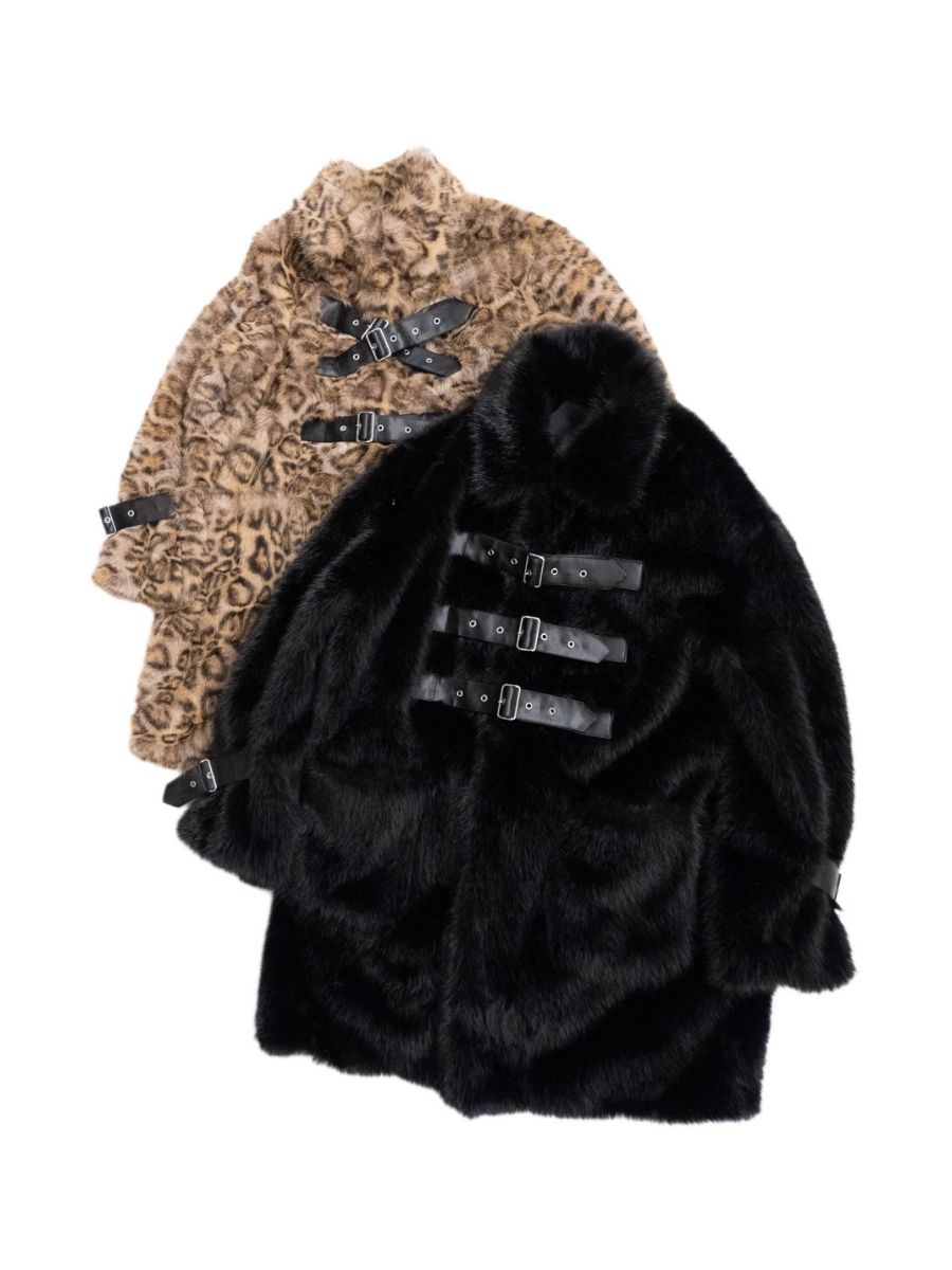 【26AW】ベルテッド ケミカル ファー コート 豹柄 フェイクファー / BELTED CHEMICAL FUR COAT / マルチ