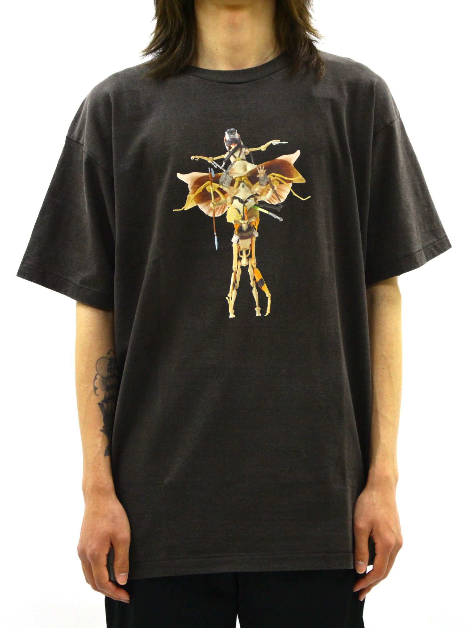 【26SS】佃弘樹 Heartwork Mixed media ロボット グラフィック Tシャツ / Hiroki Tsukuda ART ROBO T-SHIRT/ ブラック
