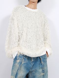 【25SS】フェザー ニット クルーネック セーター / FEATHER KNIT CREWNECK SWEATER / ホワイト