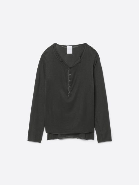 【26AW】レイヤード ヘンリーネック シャツ / LAYERED HENLEY-NECK SHIRT .16  / チャコール