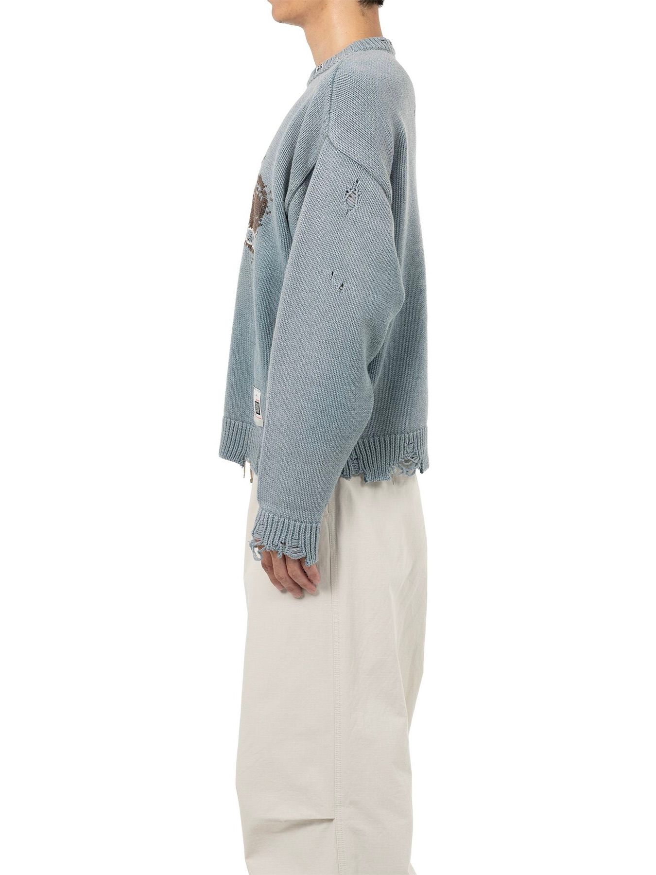 【25AW】クジラ ジャガード ニット セーター / WHALE JACQUARD KNIT PULLOVER / ブルー