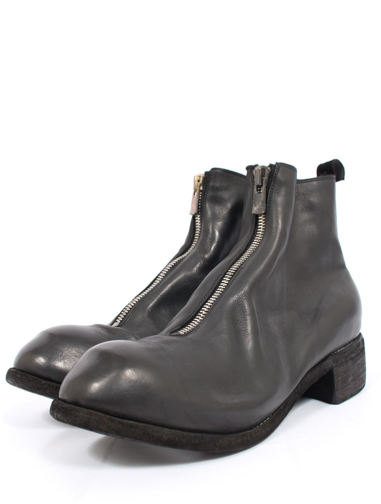 子牛革 フロント ジップ ブーツ / BABY BUFFALO FRONT ZIP BOOTS / ブラック