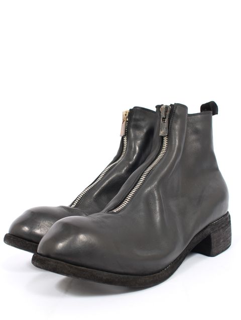 子牛革 フロント ジップ ブーツ / BABY BUFFALO FRONT ZIP BOOTS / ブラック