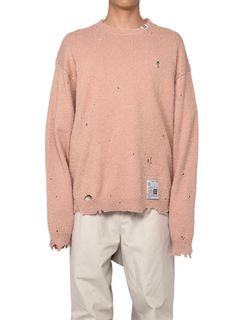 【24AW】ディストレスド プルオーバー ニット / DISTRESSED KNIT PO / ピンク