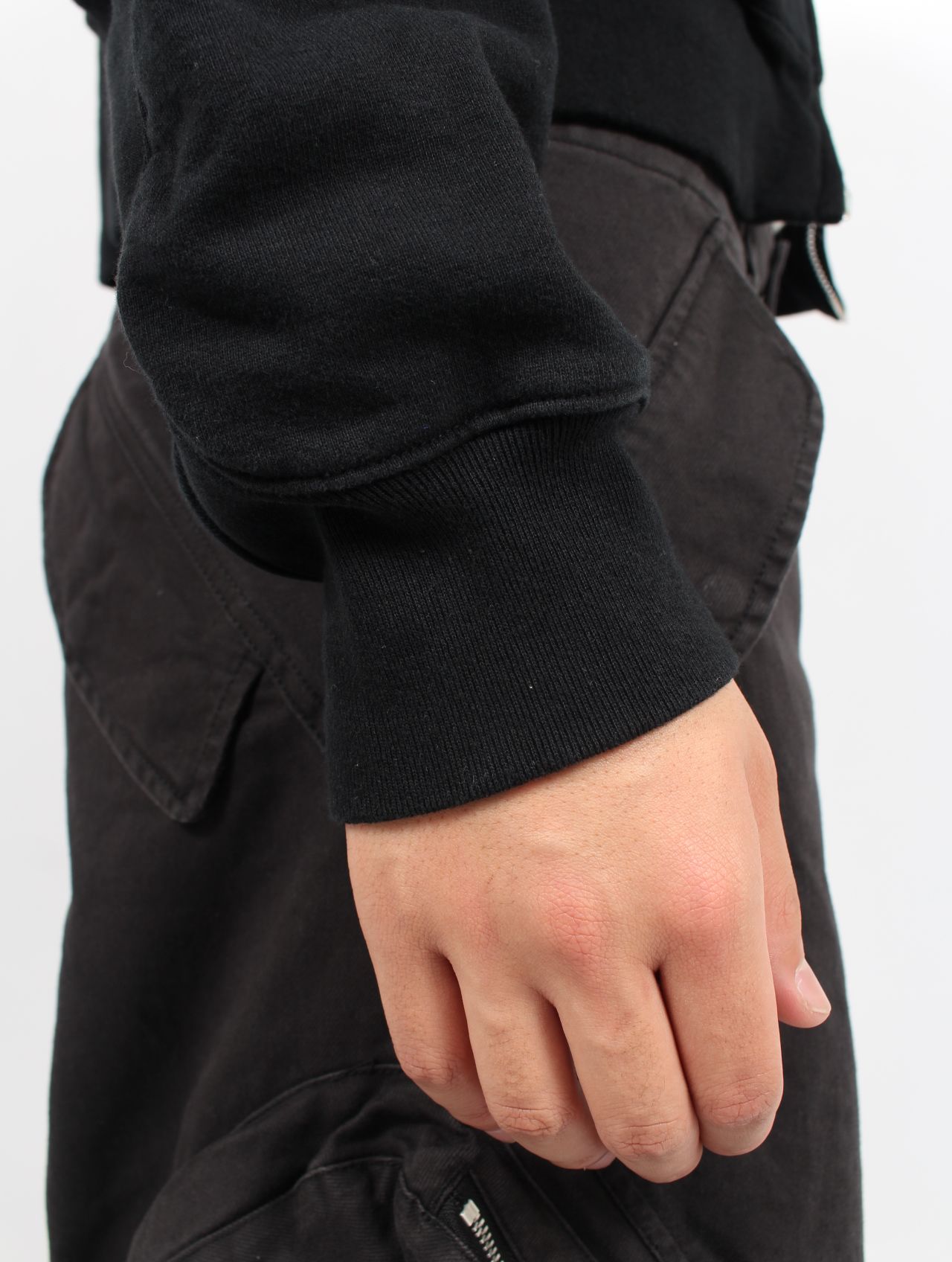 【25SS】パネルド ジップアップ フーディー パーカー / PANELLED ZIP UP HOODIE / BLACK(ブラック)