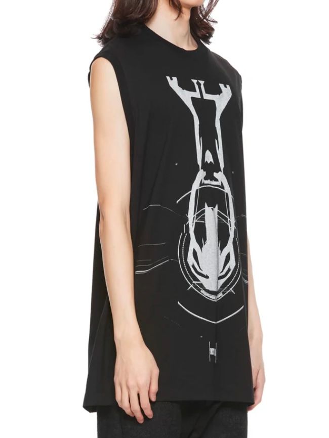 【25SS】プリント スリーブレス Tシャツ / COTTON SZ JERSEY / ブラック