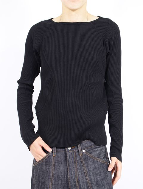 【26SS】 パネルド リブ ロングスリーブ 長袖 Tシャツ / PANELLED RIBBED LONG SLEEVE T-SHIRT / BLACK (ブラック)
