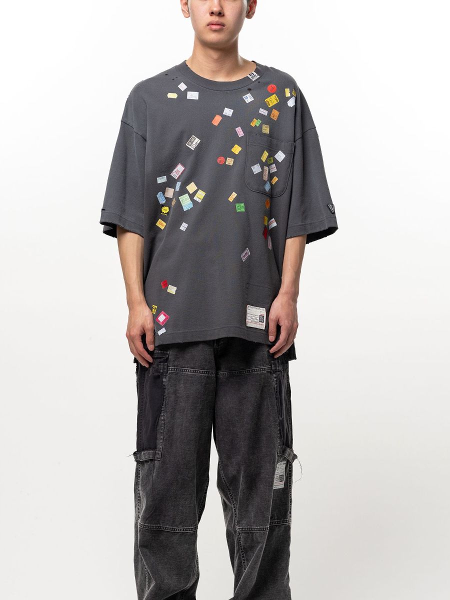 【26AW】 プライス ステッカー Tシャツ 半袖 ダメージ加工 / PRICE STICKER TEE / ブラック