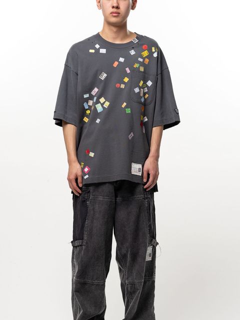 【26AW】 プライス ステッカー Tシャツ 半袖 ダメージ加工 / PRICE STICKER TEE / ブラック