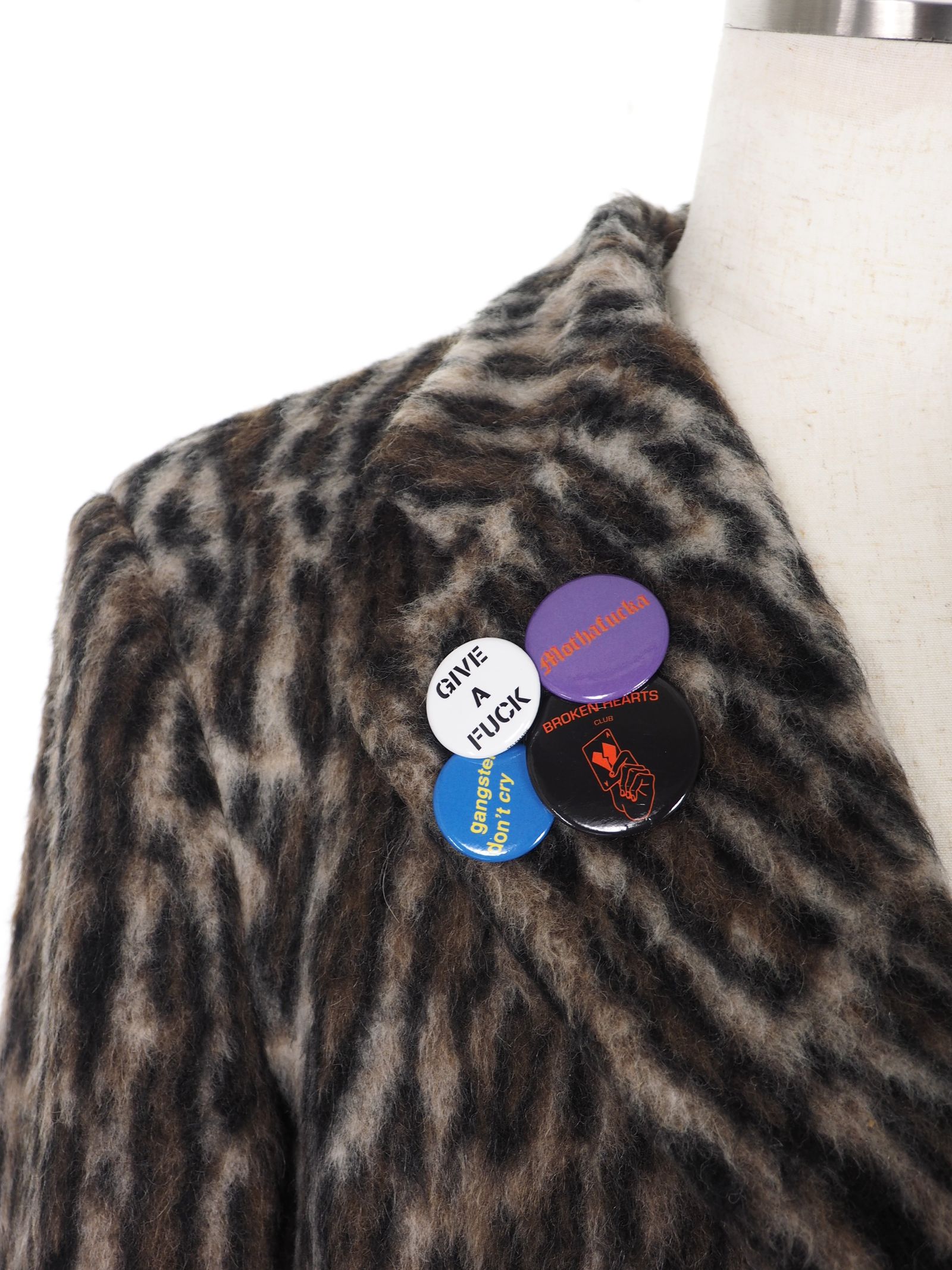 【20AW】缶バッチ付き レオパード オーバーサイズ ファーコート / LEOPARD COAT / レオパード