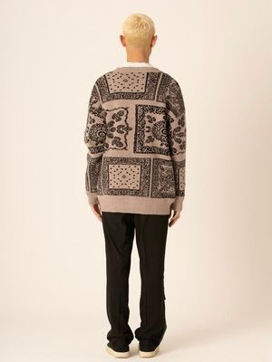 バンダナ柄 カーディガン / BANDANA CARDIGAN / グレー