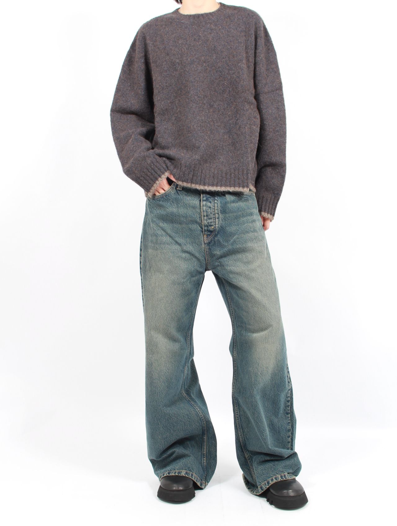 【25AW】ボックス シルエット ニット プルオーバー  / BOX SWEATER / BLUE BROWN(ブルーブラウン)