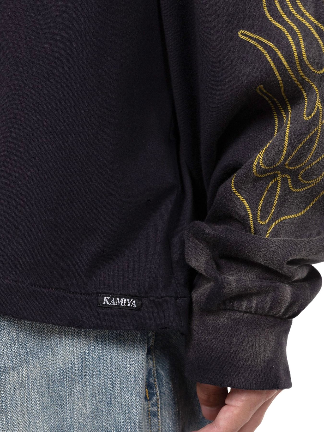 【24AW】ロープ ブリーチド ロングスリーブ Tシャツ / "ROPE" BREACHED L/S TEE / ブラック