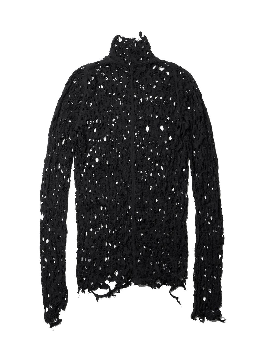 【24AW】ハイネック ラプチュア ニット / WOOL DAMAGE JACQUARD / ブラック