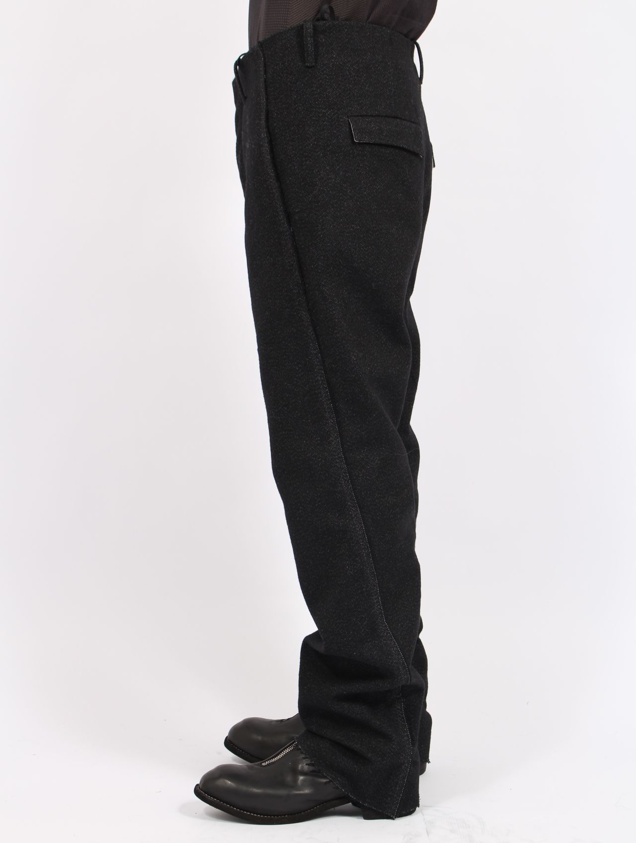 【25AW】 メンズ フィット トラウザーズ ウィズ 925 シルバー フック クローザー / MENS FITTED TROUSERS WITH 925 SILVER HOOK CLOSER / オフブラック