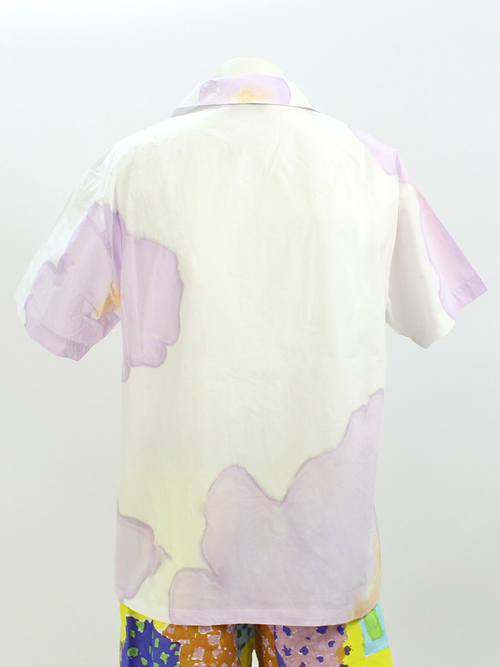 ランダムペイント オープンカラーシャツ / WATERCOLOR PAINT T-SHIRT / ホワイト × マルチ