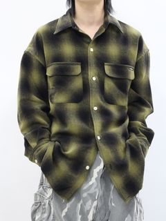 【24AW】ウール チェックシャツ / WOOL CHECK SHIRT / イエロー