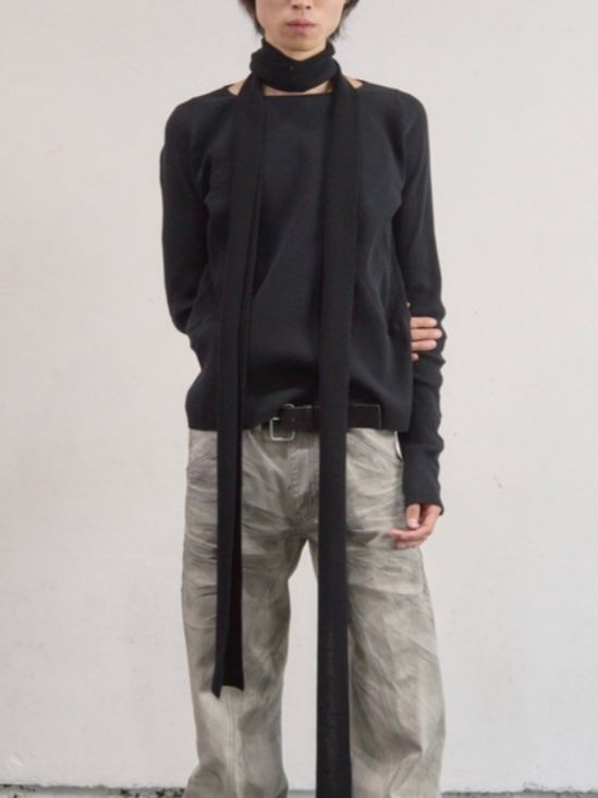 【26SS】 パネルド リブ ロングスリーブ 長袖 Tシャツ / PANELLED RIBBED LONG SLEEVE T-SHIRT / BLACK (ブラック)