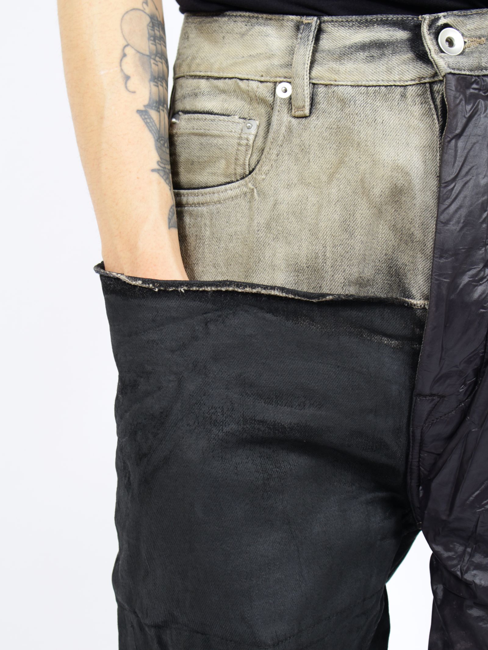 【26SS】ボラン ブーツカット 異素材 コンビネーション フレア デニム / BOLAN BOOTCUT / ダスト×ブラック